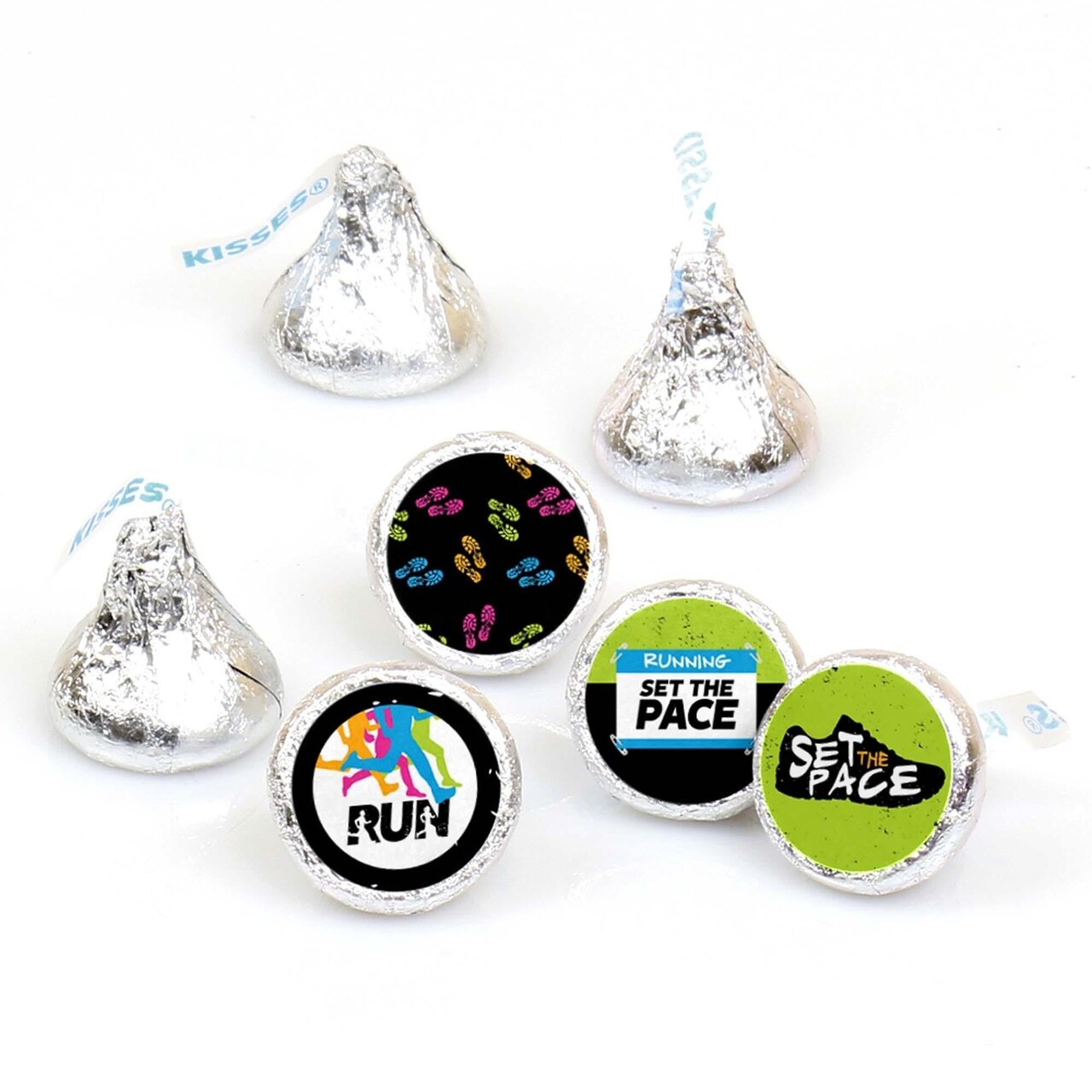 Big Dot of Happiness Set the Pace - Running - Track Cross Country Marathon Round Candy Sticker Favors - Labels Fits Chocolate Candy (1 Sheet of 108)
